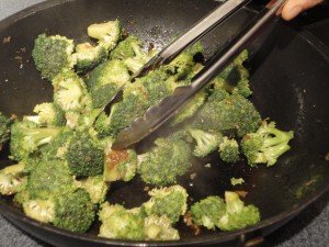 Broccoli and Oyster Sauce Being Stir Fried